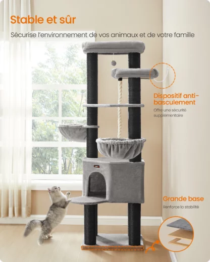 Arbre à Chat XXL gris clair - Hauteur 187cm – Image 6