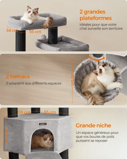 Arbre à Chat XXL gris clair - Hauteur 187cm – Image 4