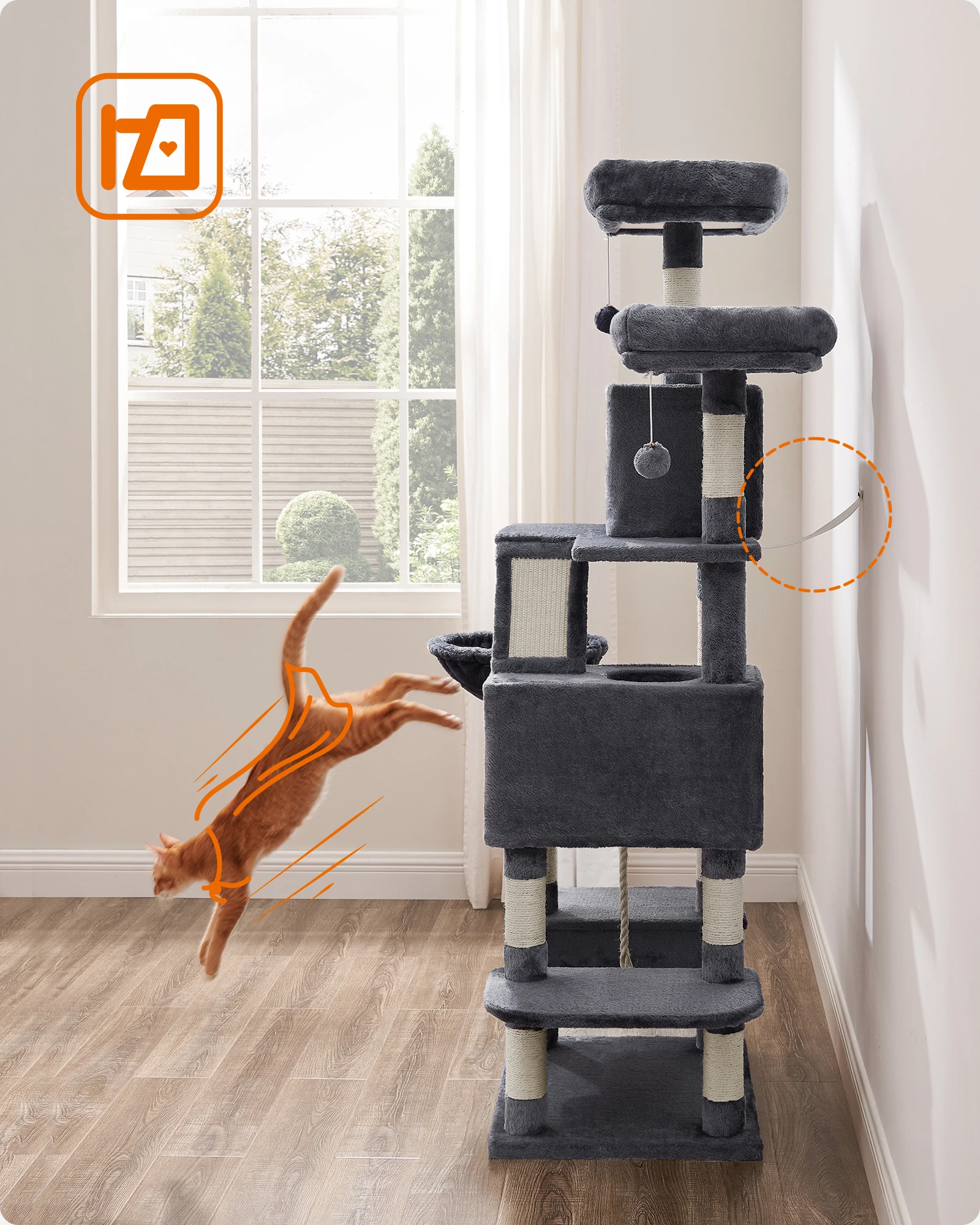 Arbre à Chat gris foncé - Hauteur 168cm – Image 6