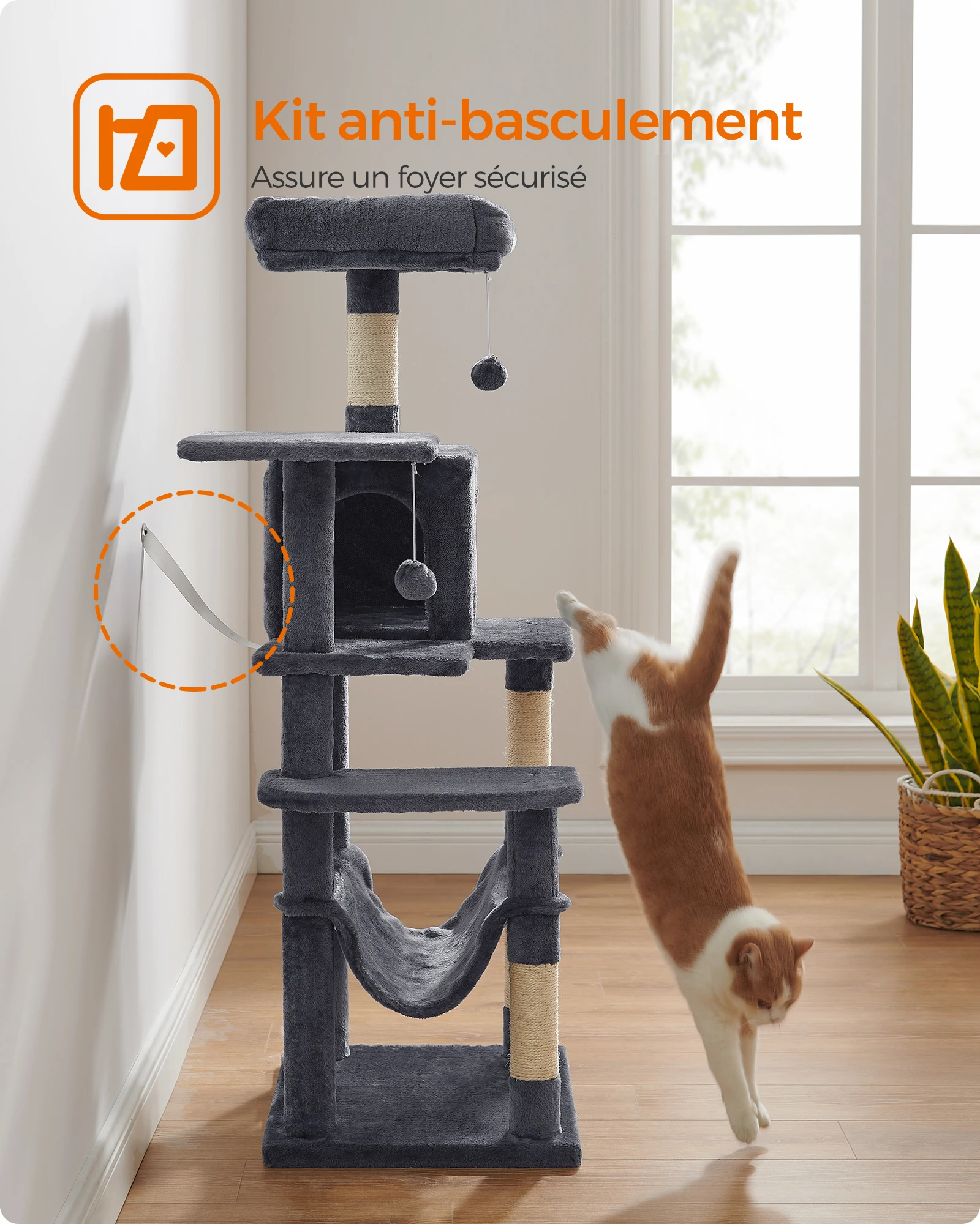 Arbre à Chat gris foncé - Hauteur 143cm – Image 5