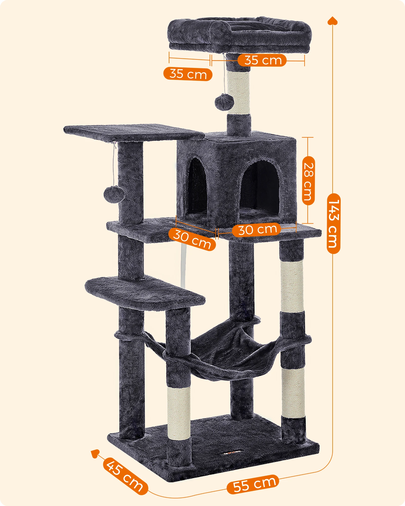 Arbre à Chat gris foncé - Hauteur 143cm – Image 4