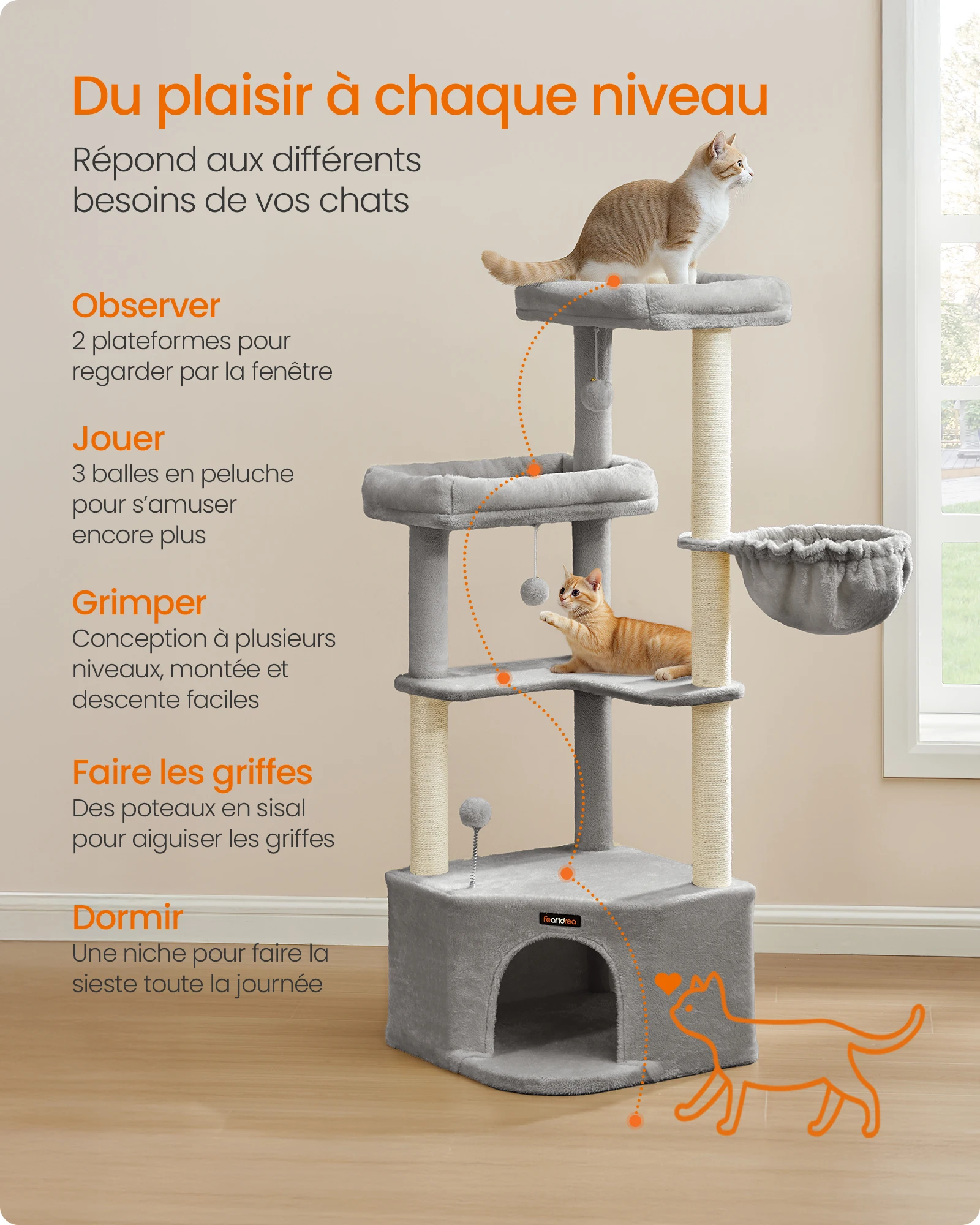 Arbre à Chat gris clair - Hauteur 147cm – Image 4