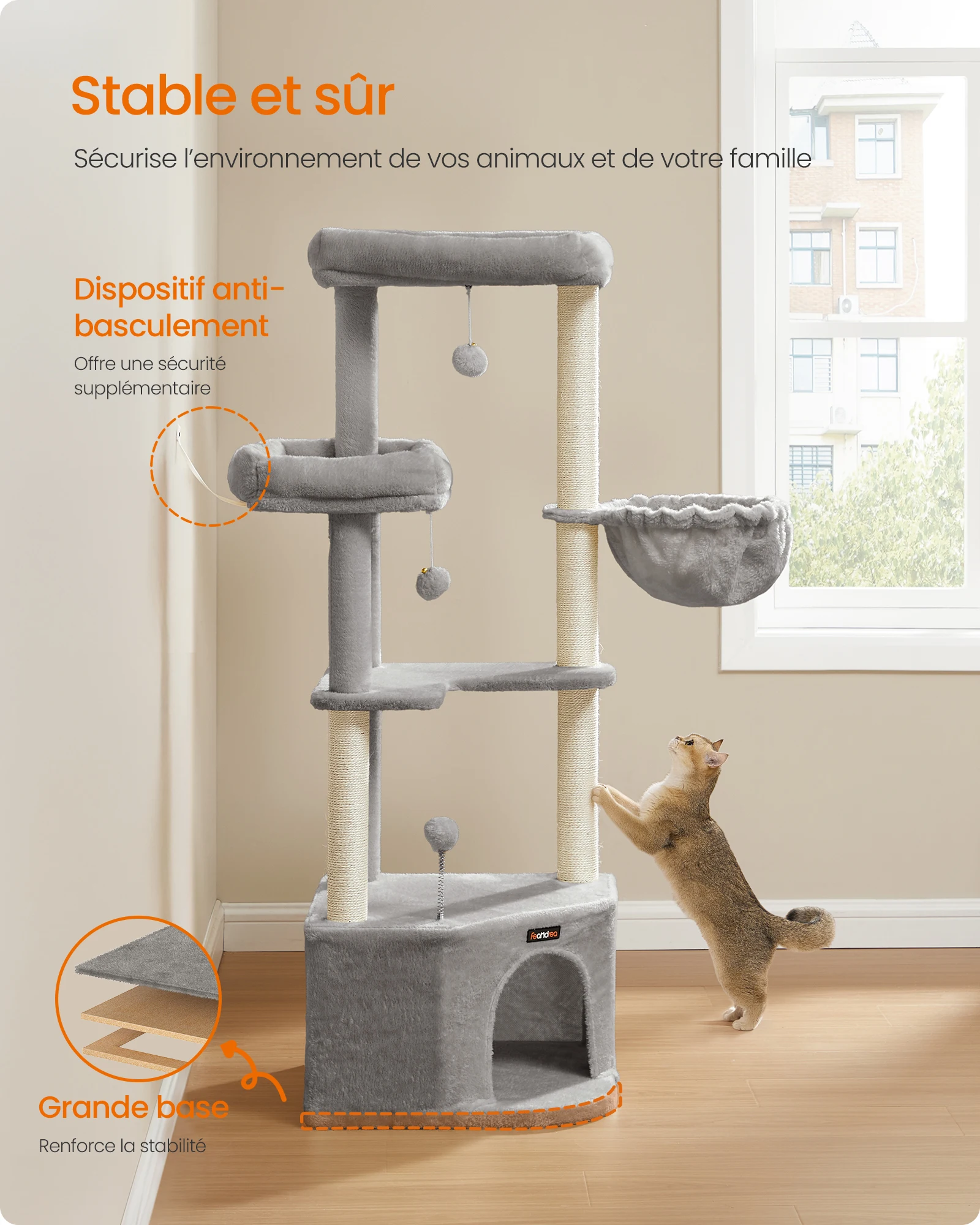 Arbre à Chat gris clair - Hauteur 147cm – Image 6