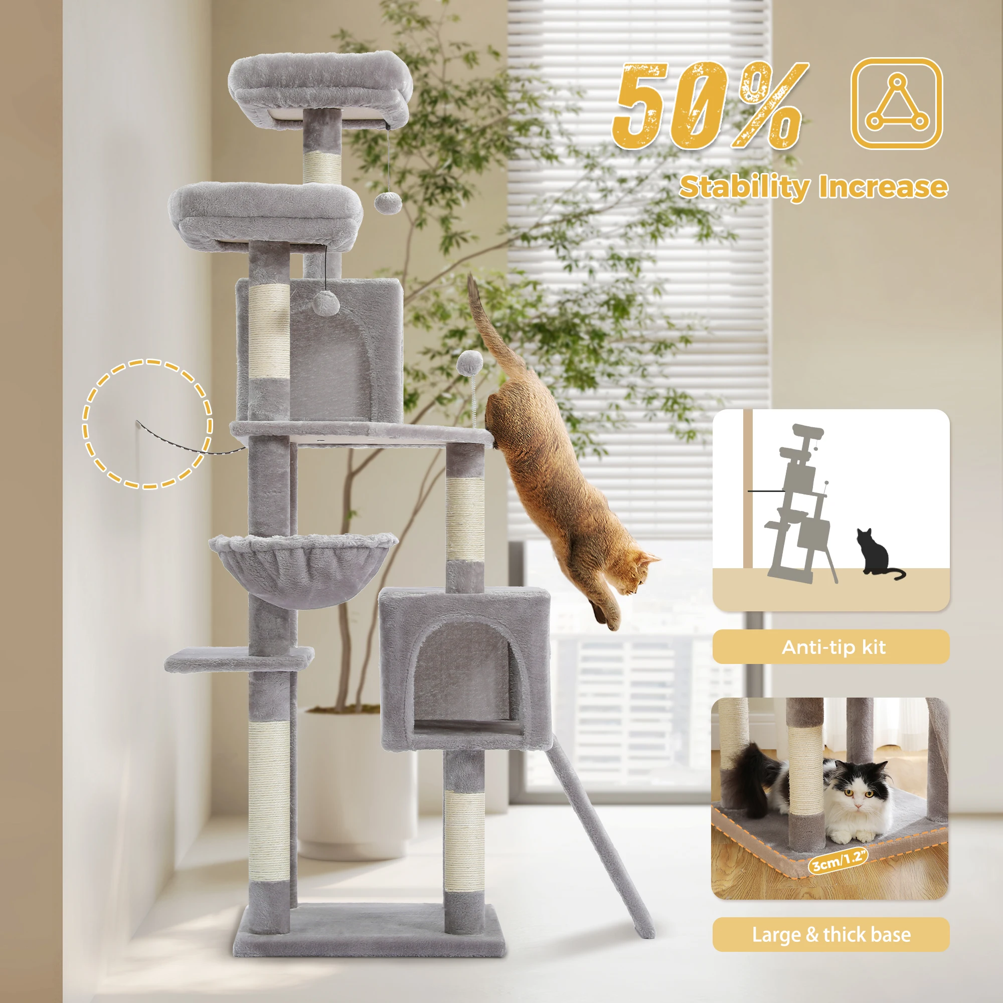 Arbre à Chat gris foncé - Hauteur 162cm – Image 4