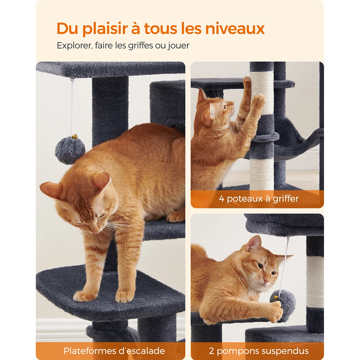 Arbre à Chat gris foncé - Hauteur 112cm – Image 4