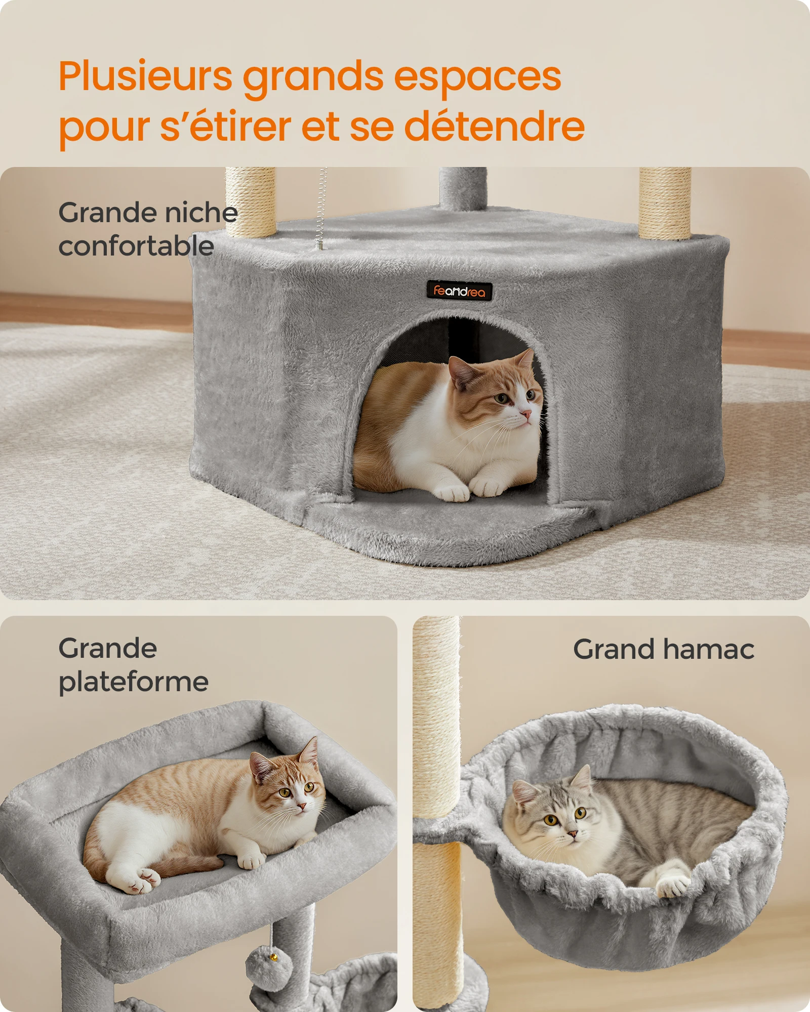 Arbre à Chat gris clair - Hauteur 147cm – Image 3