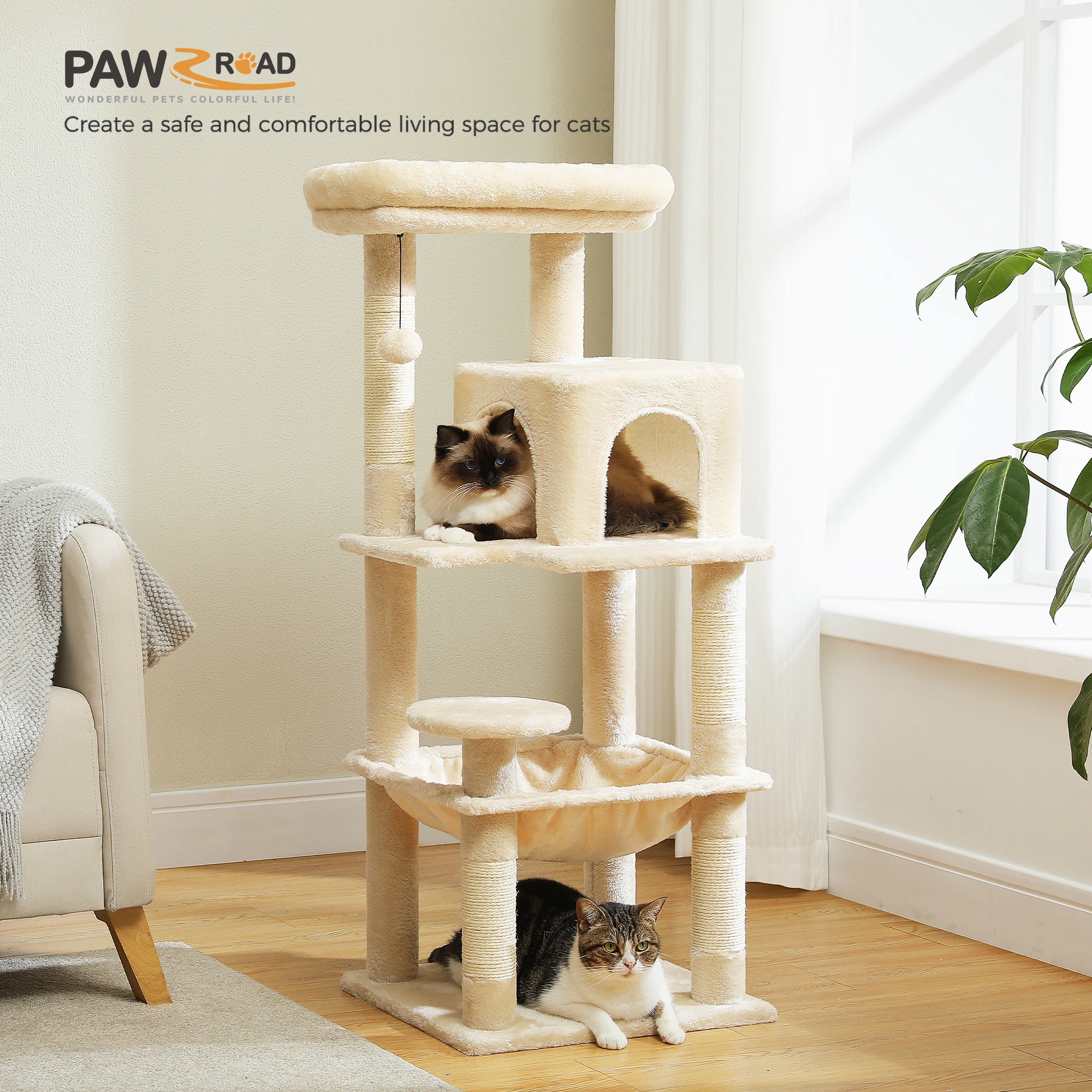 Arbre à Chat beige - Hauteur 116cm – Image 2