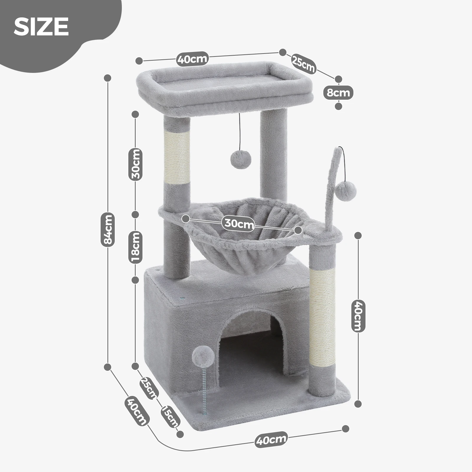 Arbre à Chat gris clair - Hauteur 84cm – Image 2