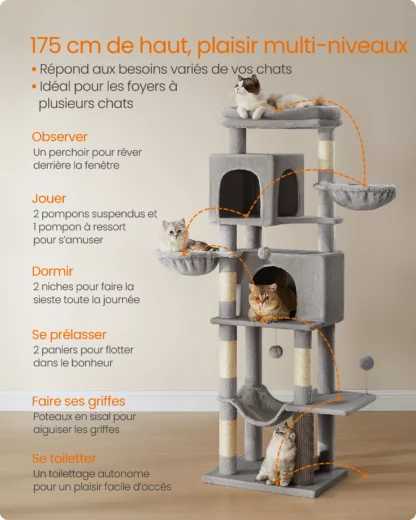 Arbre à Chat blanc - Hauteur 175cm – Image 2