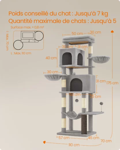 Arbre à Chat blanc - Hauteur 175cm – Image 5