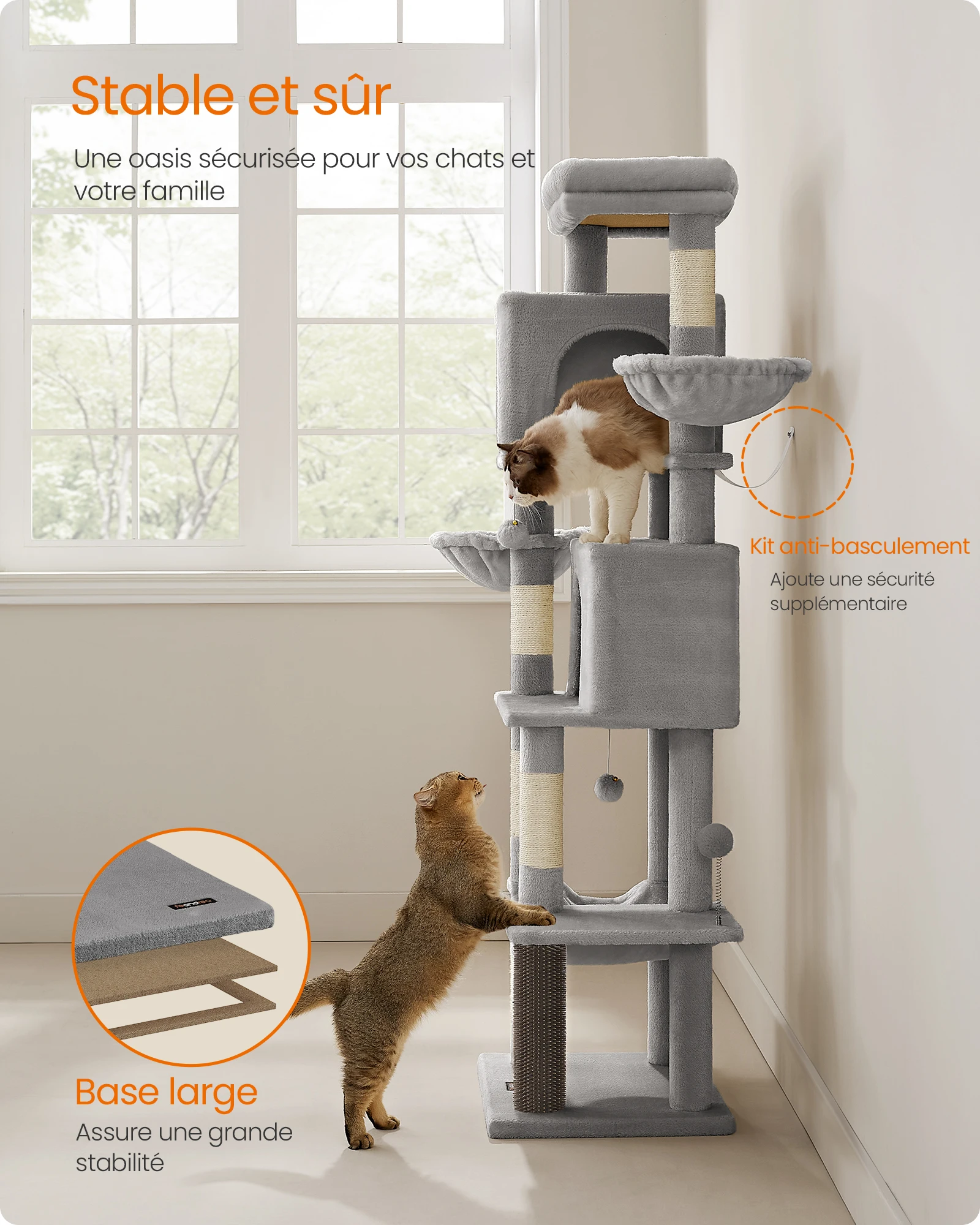 Arbre à Chat blanc - Hauteur 175cm – Image 6
