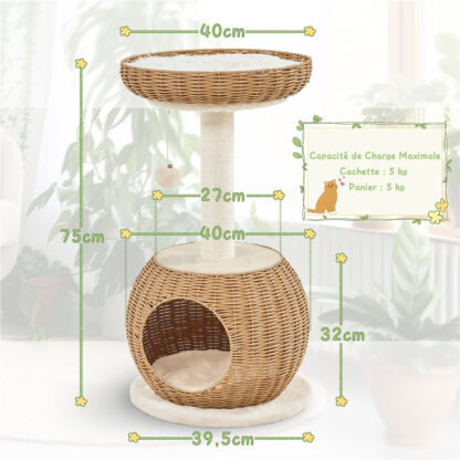 Arbre à Chat en osier design - Hauteur 75cm – Image 4