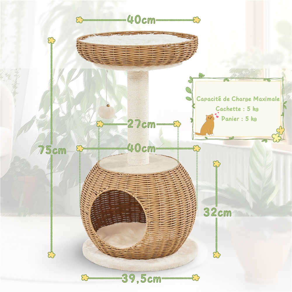 Arbre à Chat en osier design - Hauteur 75cm – Image 4