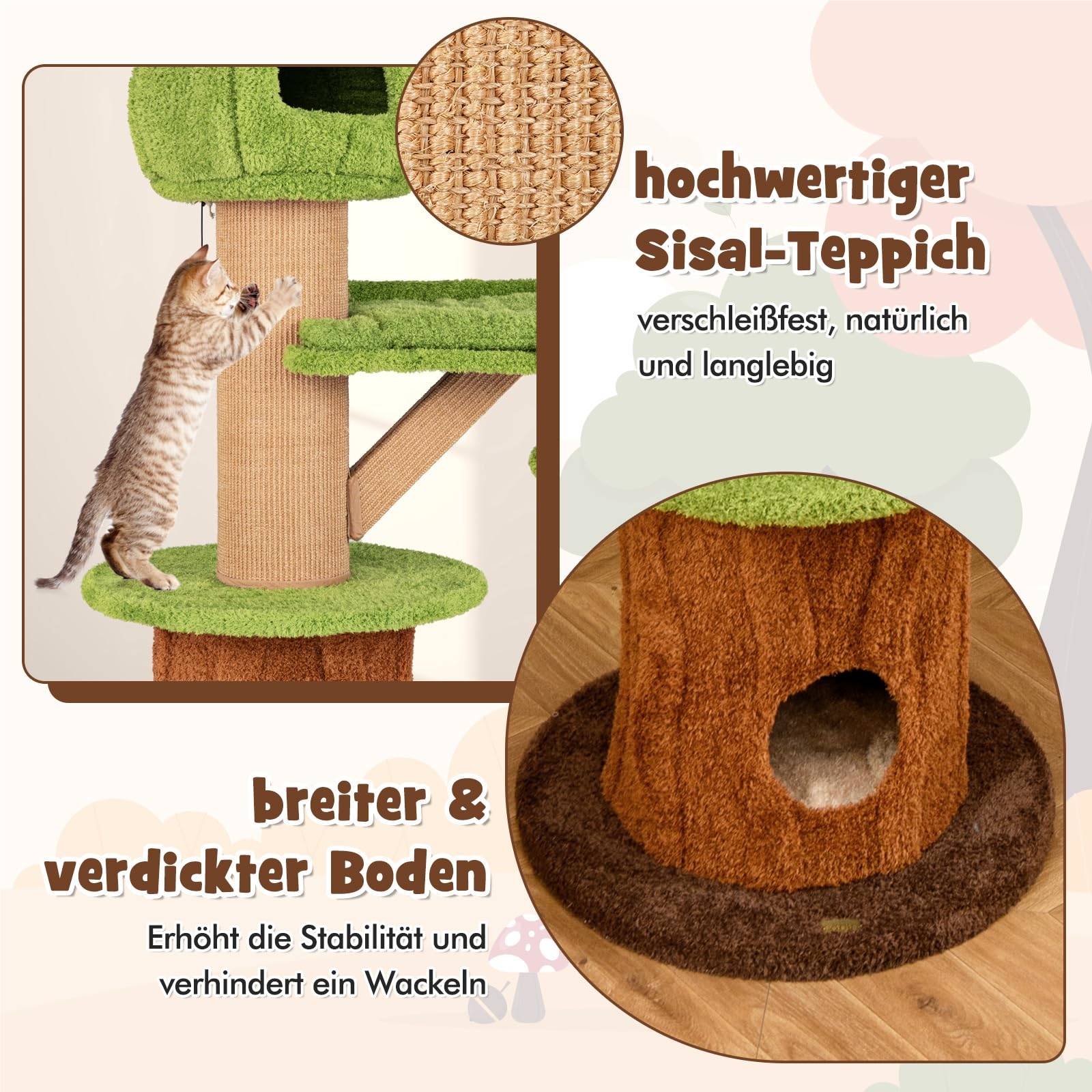Arbre à Chat marron et vert design - Hauteur 148cm – Image 5