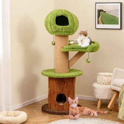 Arbre à Chat marron et vert design - Hauteur 148cm – Image 2