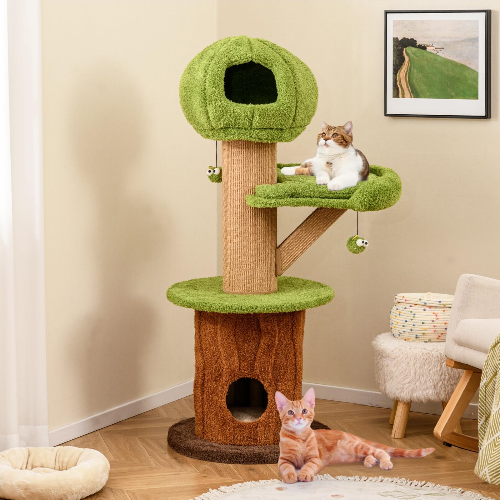 Arbre à Chat marron et vert design - Hauteur 148cm – Image 2