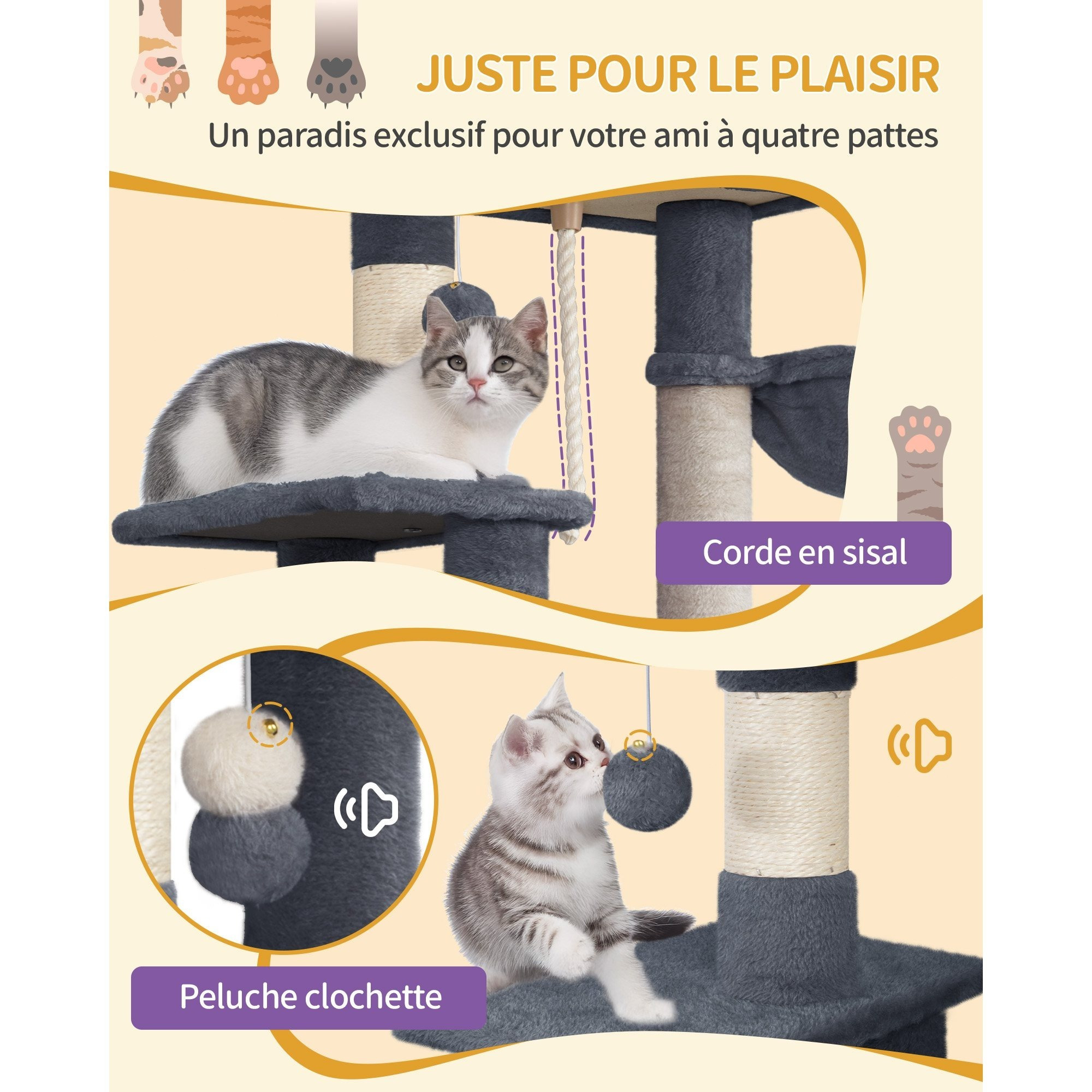 Arbre à Chat gris foncé - Hauteur 149cm – Image 5