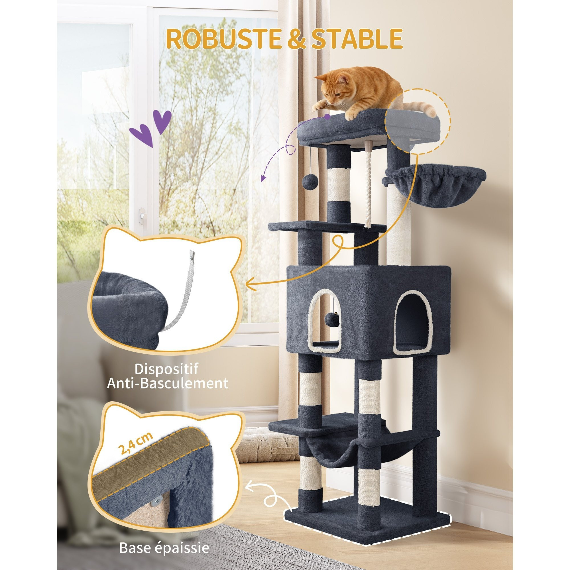 Arbre à Chat gris foncé - Hauteur 149cm – Image 7