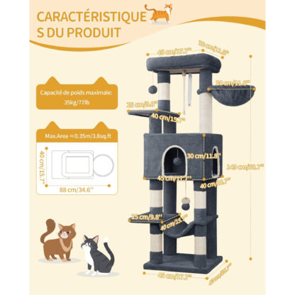 Arbre à Chat gris foncé - Hauteur 149cm – Image 3