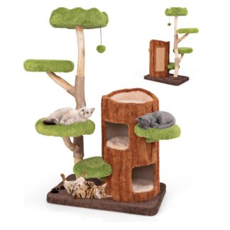 Arbre à Chat marron et vert design - Hauteur 141cm