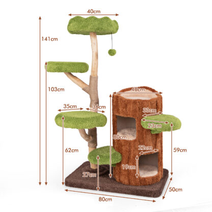 Arbre à Chat marron et vert design - Hauteur 141cm – Image 2