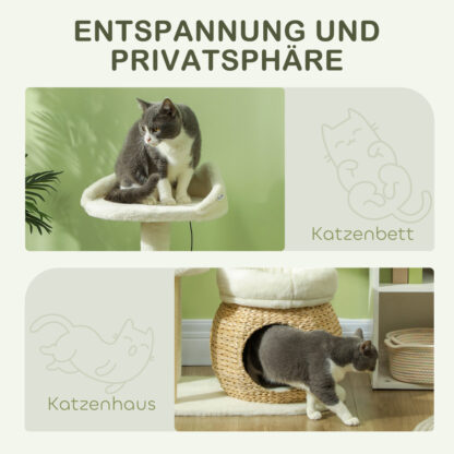 Arbre à Chat blanc en osier design- Hauteur 79cm – Image 5