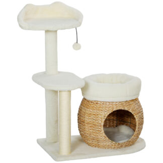 Arbre à Chat blanc en osier design- Hauteur 79cm