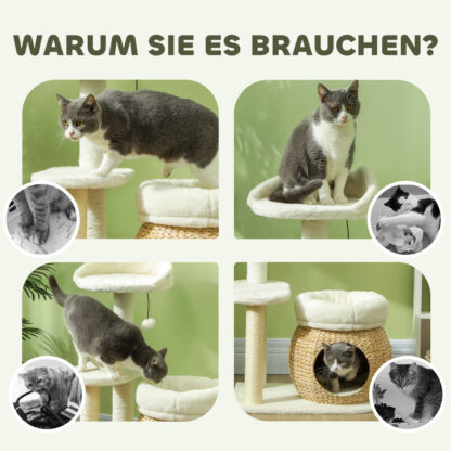 Arbre à Chat blanc en osier design- Hauteur 79cm – Image 6