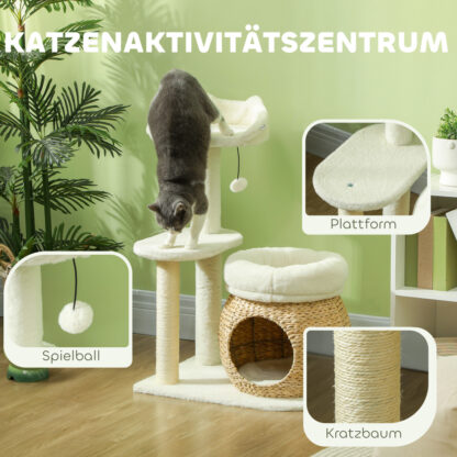 Arbre à Chat blanc en osier design- Hauteur 79cm – Image 4