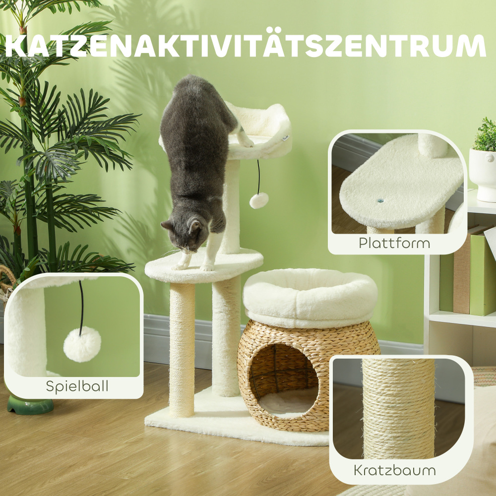 Arbre à Chat blanc en osier design- Hauteur 79cm – Image 4