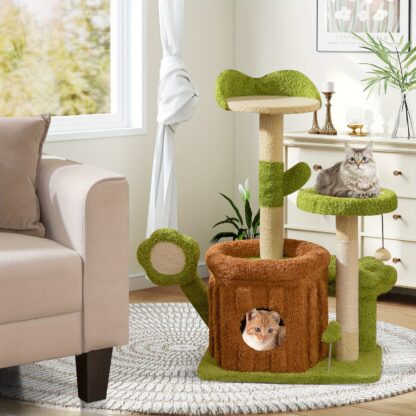Arbre à Chat marron et vert design - Hauteur 92cm – Image 5