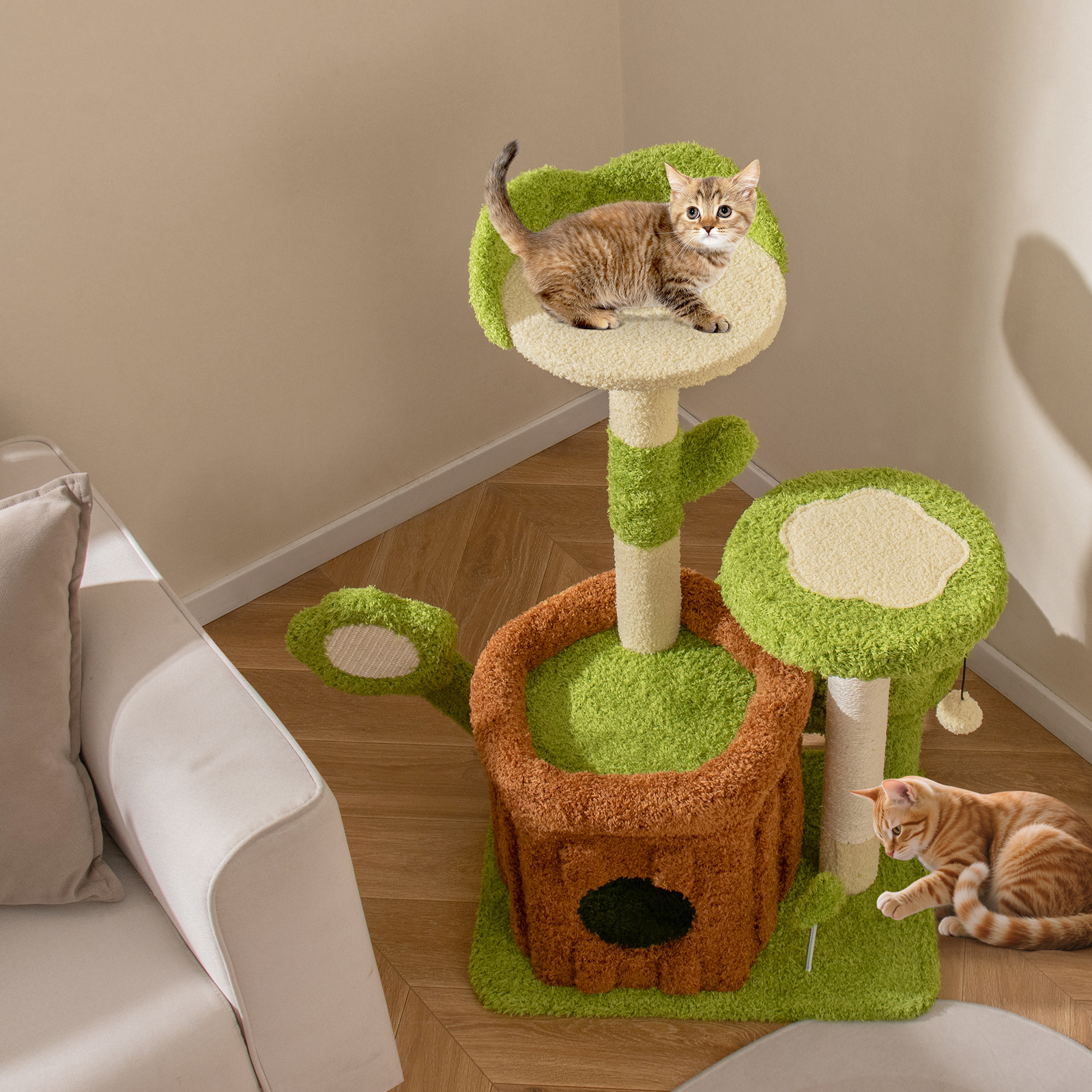 Arbre à Chat marron et vert design - Hauteur 92cm – Image 3